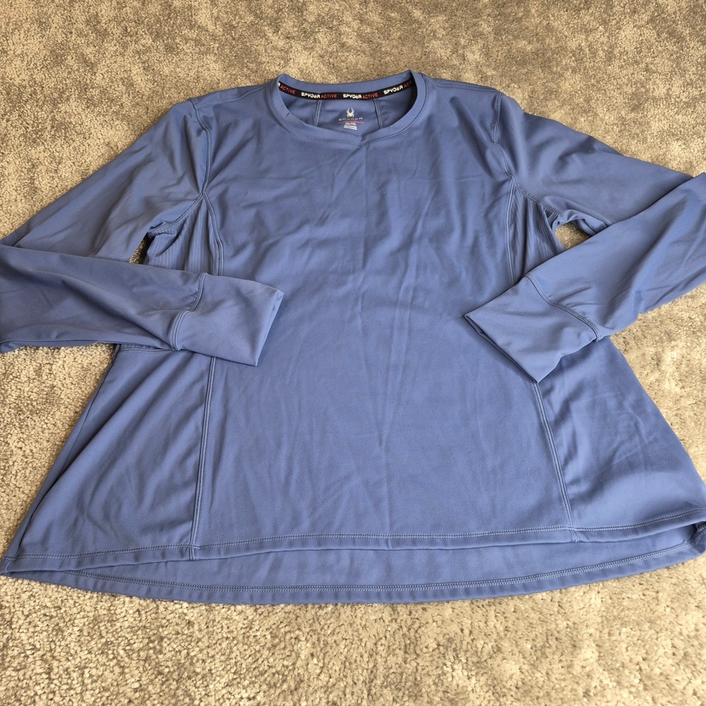 Spyder Active Womens XXL Blue Long Sleeve Performance Top Thumbholes